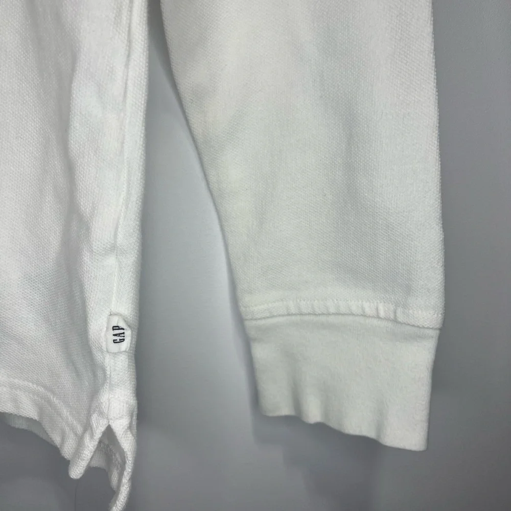 GAP Kids White Long Sleeve Polo Size Boys Medium 100% Cotton